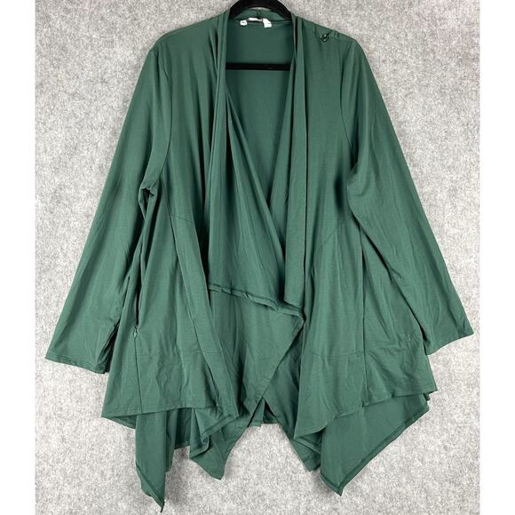 Scottevest Nicki Cardigan Womens XL Green Pockets Minimal Stretchy Packable NEW - Picture 1 of 16